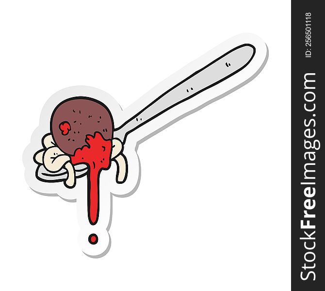 sticker of a cartoon meatball and spaghetti