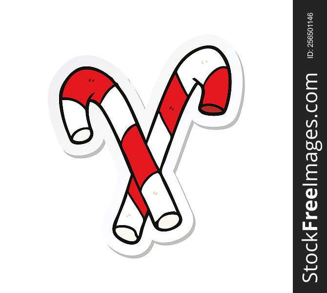 sticker of a cartoon candy canes