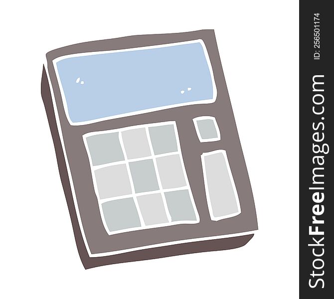 Flat Color Illustration Of A Cartoon Calculator