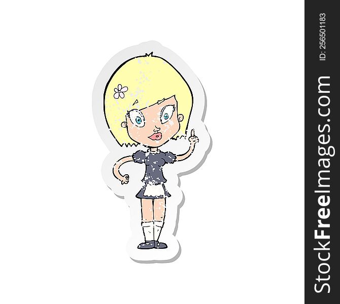 Retro Distressed Sticker Of A Cartoon Pretty Maid