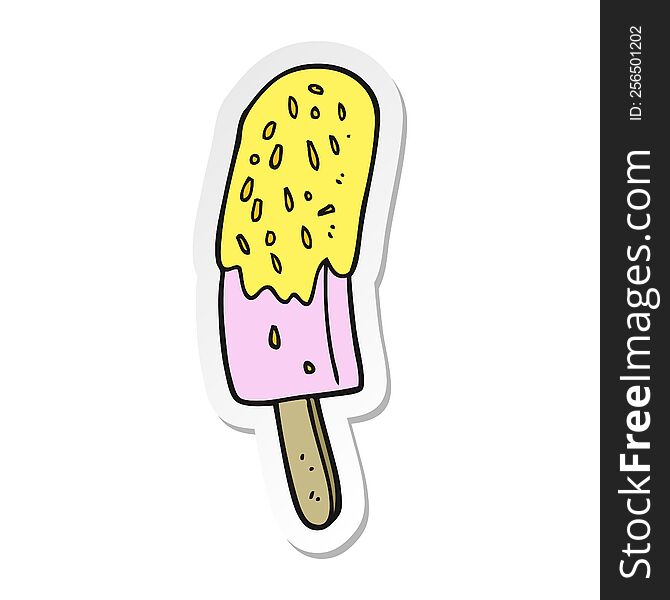 Sticker Of A Cartoon Ice Lolly