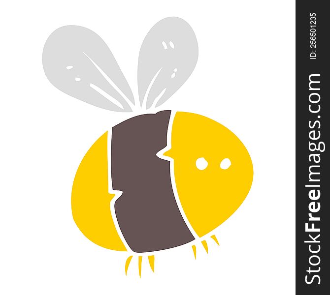 Flat Color Illustration Of A Cartoon Bee