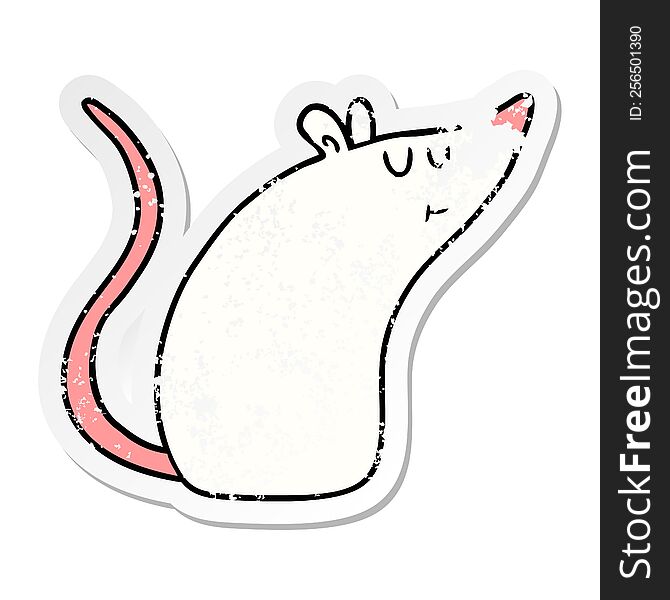 distressed sticker of a cartoon white mouse