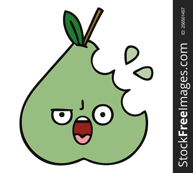 cute cartoon of a green pear. cute cartoon of a green pear