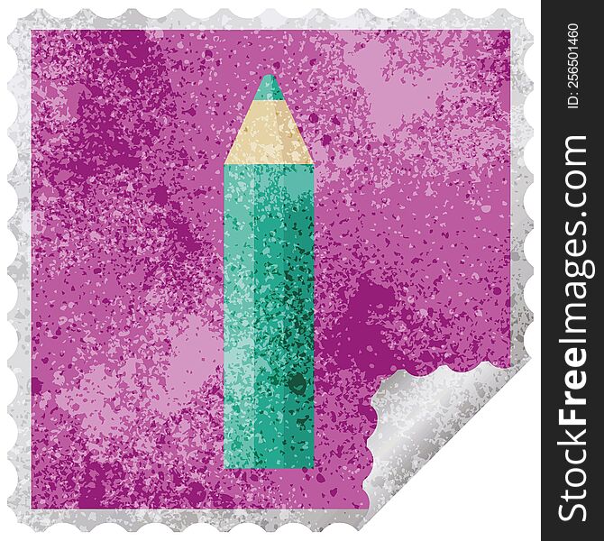 green coloring pencil graphic vector illustration square sticker stamp