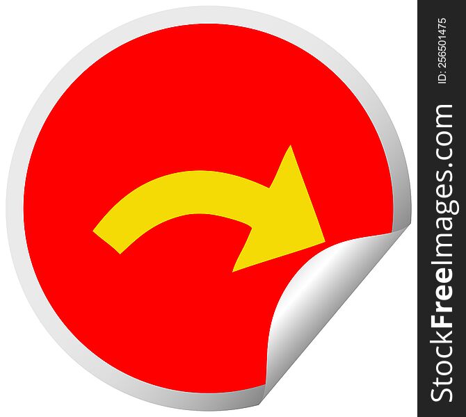 Circular Peeling Sticker Cartoon Pointing Arrow