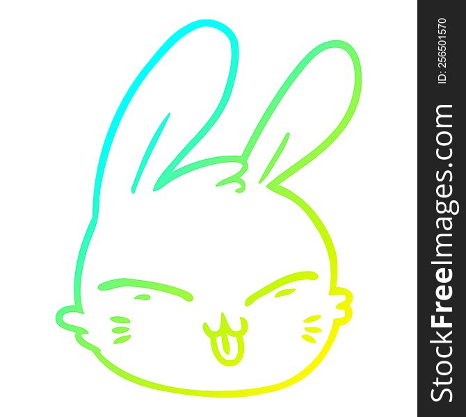 Cold Gradient Line Drawing Cartoon Rabbit Face