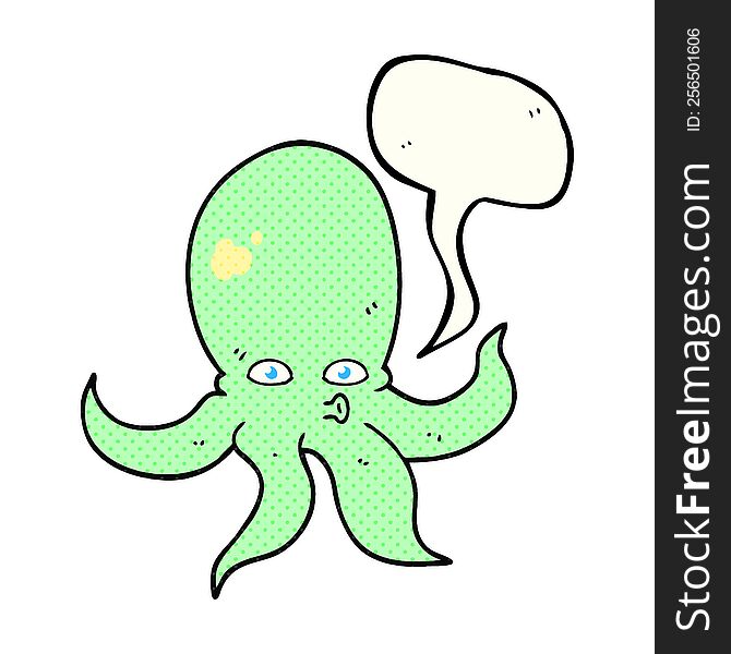 freehand drawn comic book speech bubble cartoon octopus