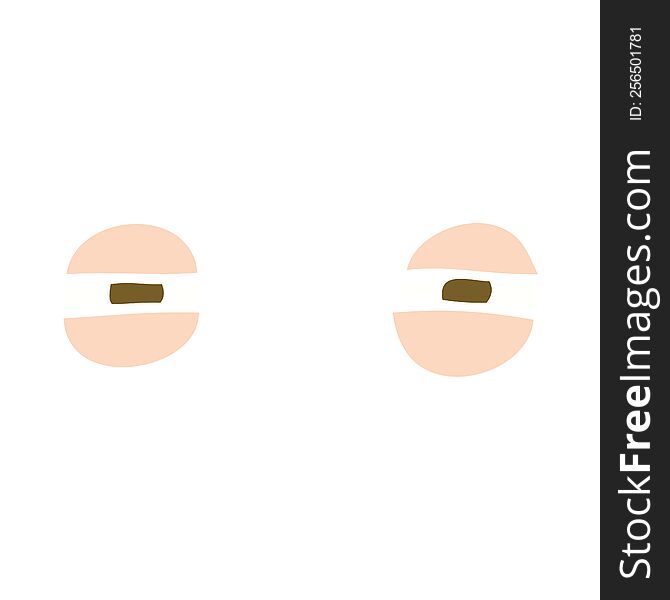 Flat Color Illustration Of A Cartoon Suspicious Eyes