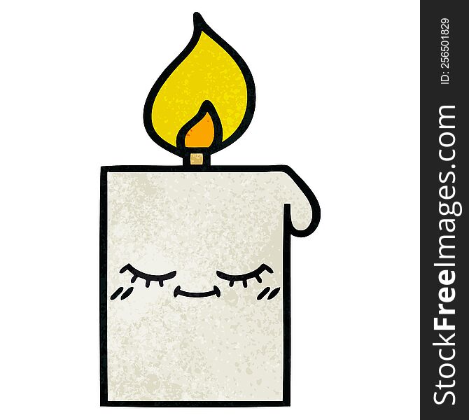 Retro Grunge Texture Cartoon Lit Candle