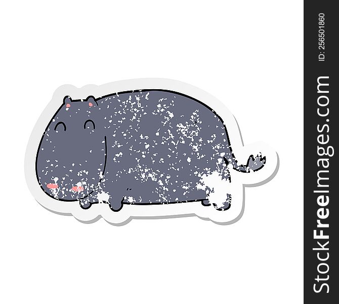 Distressed Sticker Of A Cartoon Hippo
