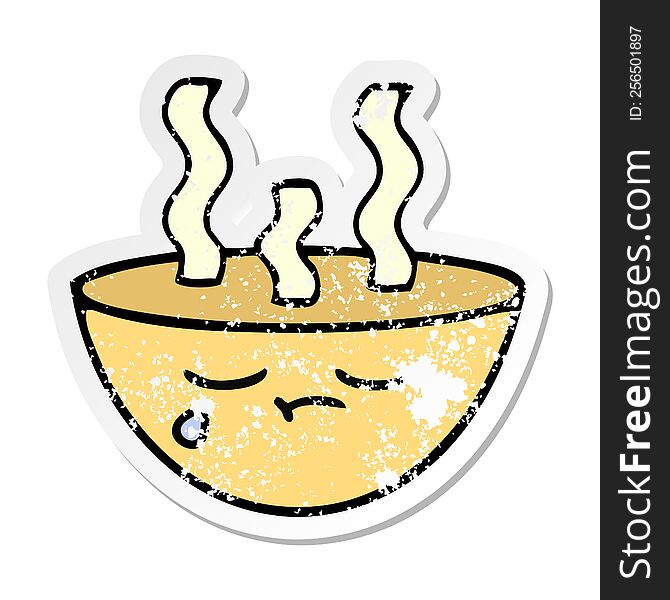 Distressed Sticker Of A Cute Cartoon Bowl Of Hot Soup