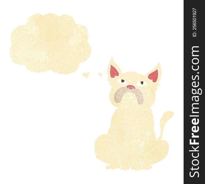 Cartoon Grumpy Little Dog With Thought Bubble