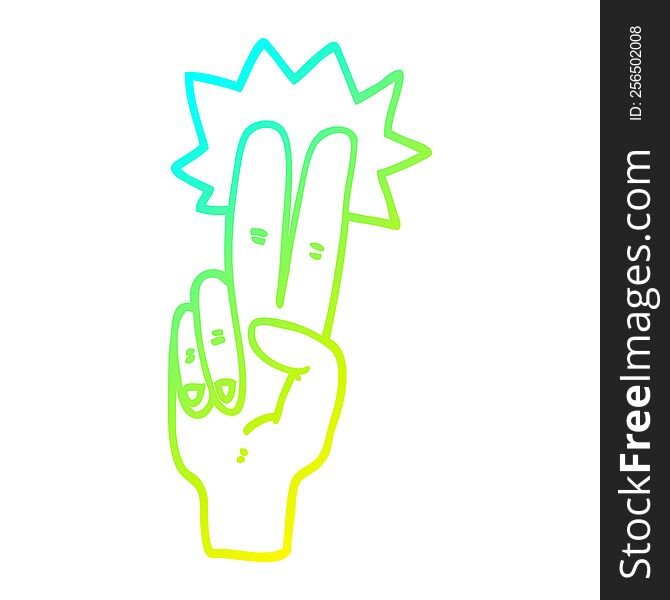 Cold Gradient Line Drawing Cartoon Peace Sign