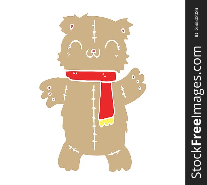 Flat Color Style Cartoon Teddy Bear