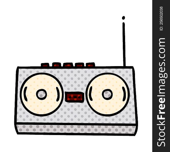comic book style cartoon of a retro radio
