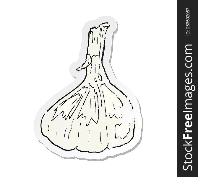 retro distressed sticker of a cartoon garlic