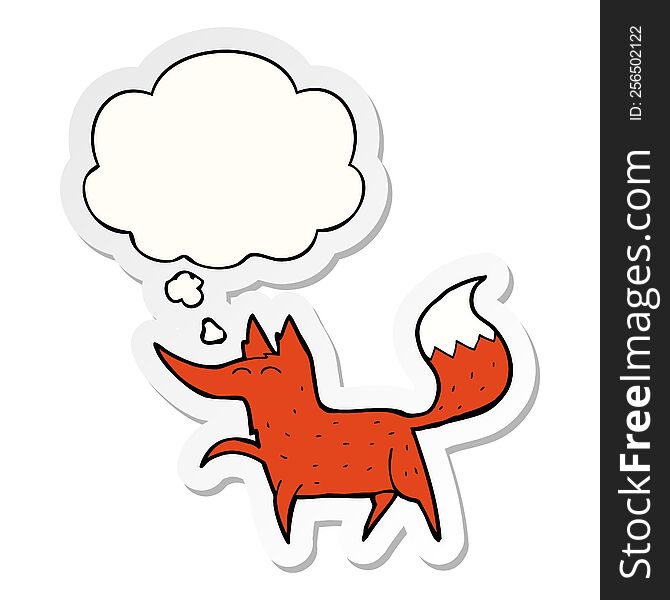 Cartoon Fox And Thought Bubble As A Printed Sticker