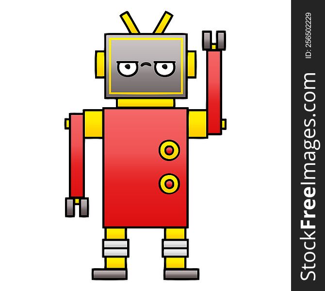 Gradient Shaded Cartoon Annoyed Robot