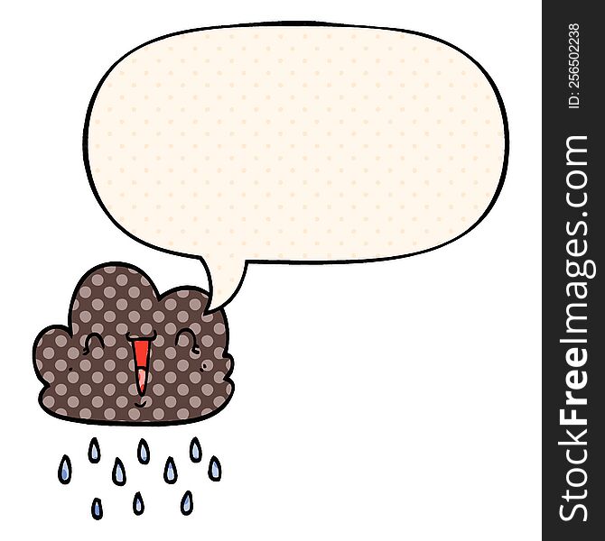 cartoon storm cloud with speech bubble in comic book style