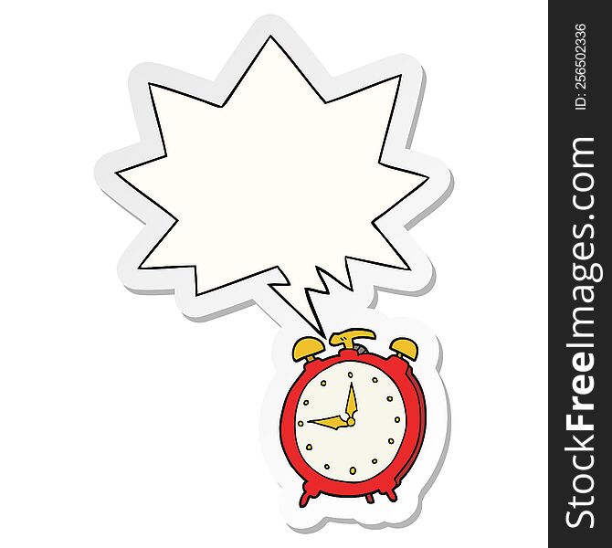 cartoon alarm clock with speech bubble sticker