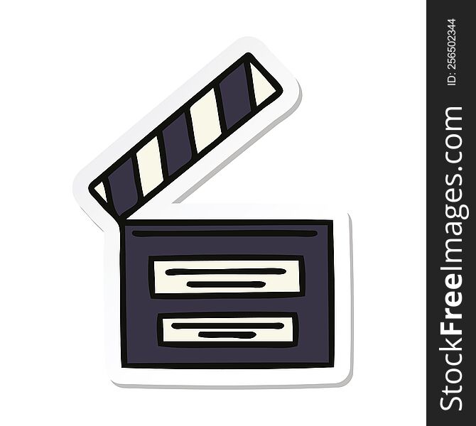 sticker of a cute cartoon film clapper board