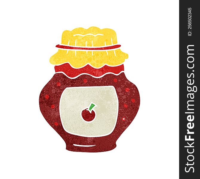 freehand retro cartoon jar of jam