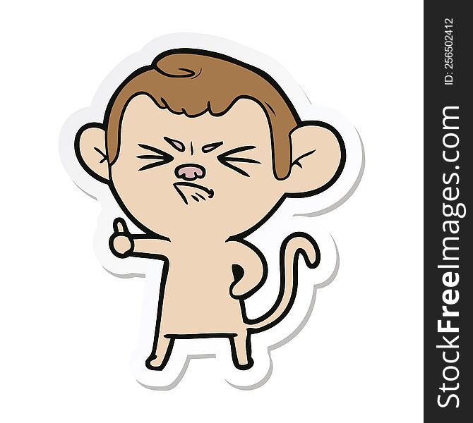 Sticker Of A Cartoon Angry Monkey
