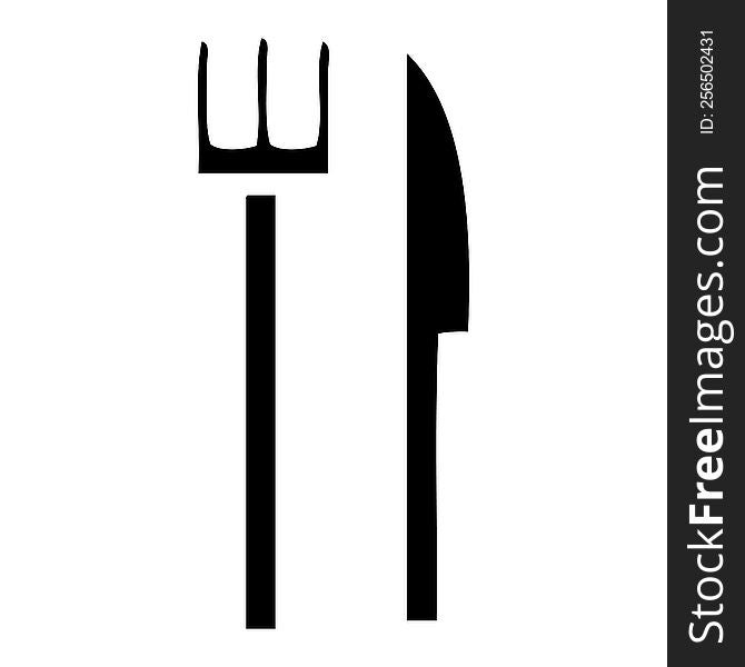 flat symbol of a knife and fork. flat symbol of a knife and fork