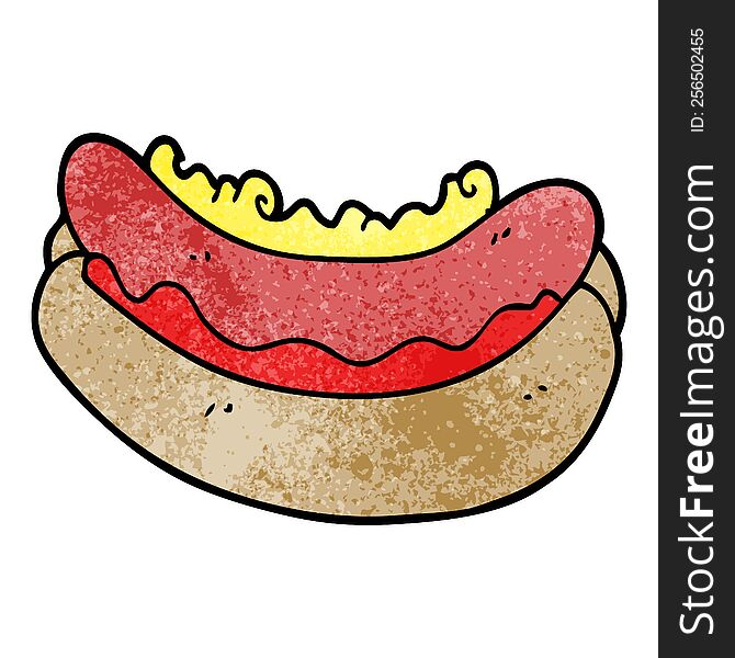 cartoon doodle hotdog in a bun