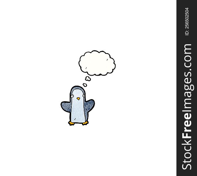 funny penguin with thought bubble