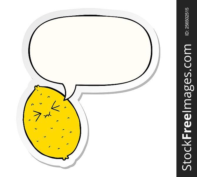 cartoon bitter lemon with speech bubble sticker