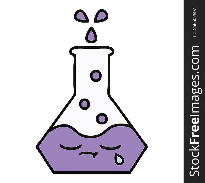 cute cartoon of a science beaker. cute cartoon of a science beaker