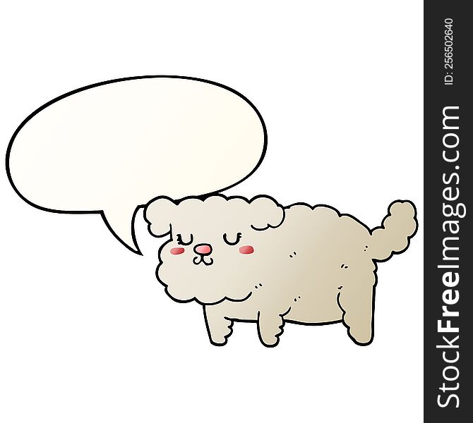 cartoon dog with speech bubble in smooth gradient style