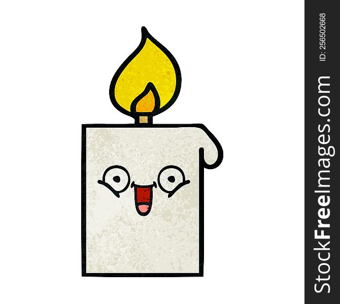 Retro Grunge Texture Cartoon Lit Candle