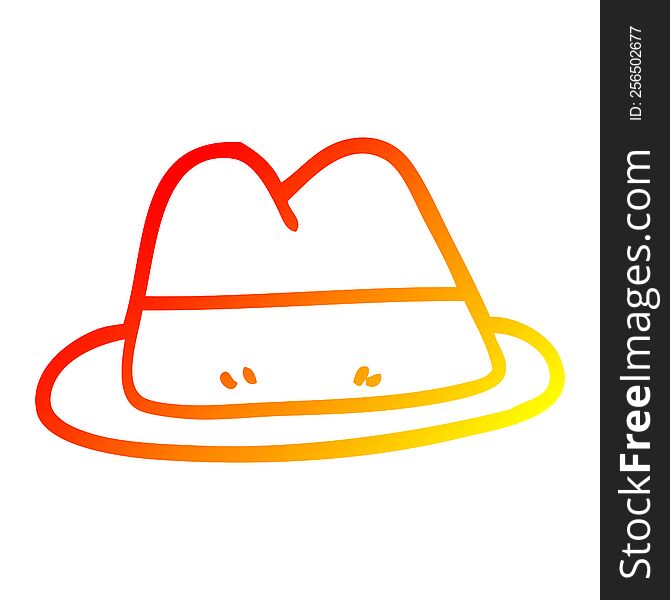 warm gradient line drawing of a cartoon old style hat