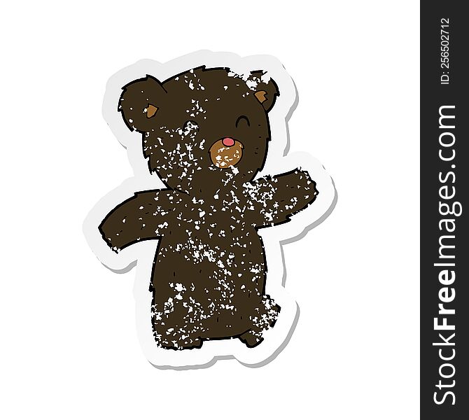 Retro Distressed Sticker Of A Cartoon Black Bear