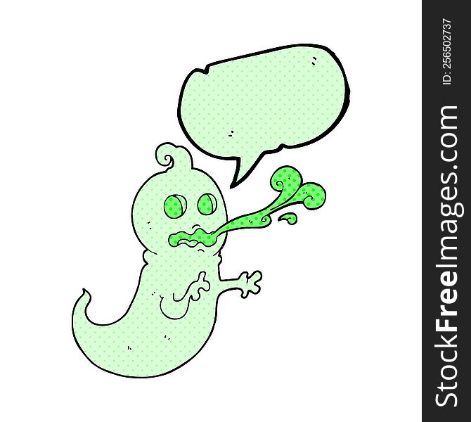 freehand drawn comic book speech bubble cartoon slimy ghost