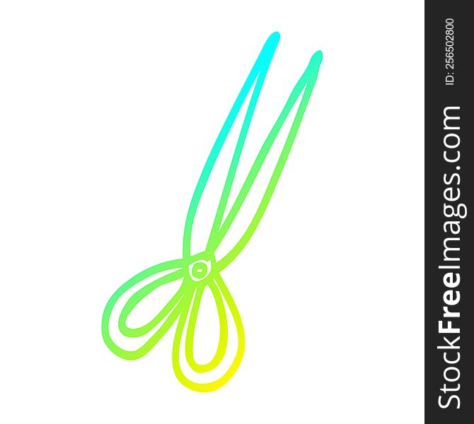 cold gradient line drawing of a cartoon open scissors