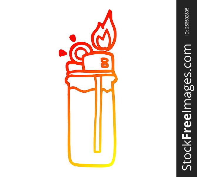 warm gradient line drawing of a cartoon disposable lighter