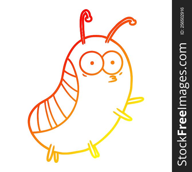 warm gradient line drawing of a funny cartoon beetle