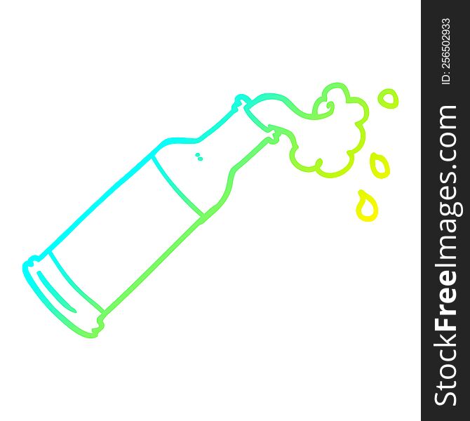 cold gradient line drawing of a cartoon foaming bottle