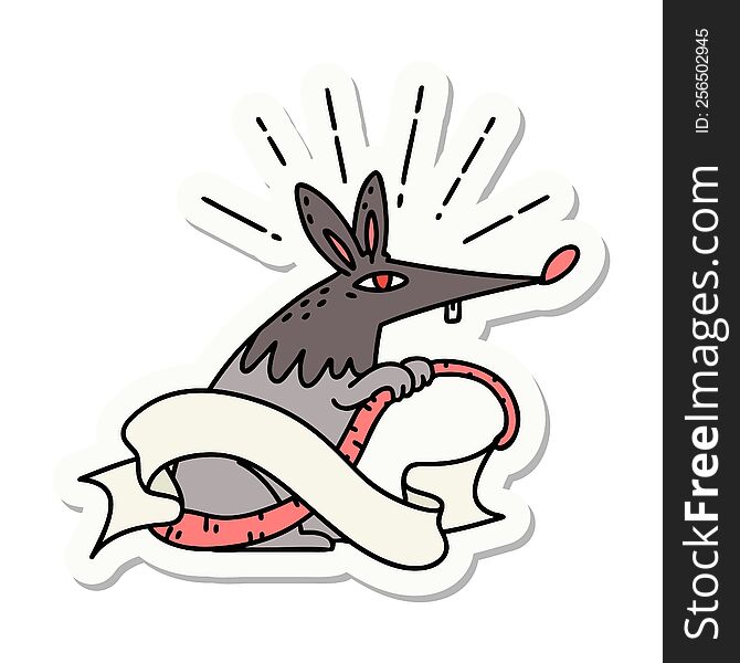 sticker of tattoo style sneaky rat