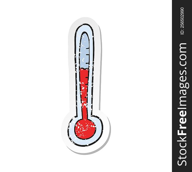 retro distressed sticker of a cartoon temperature gauge