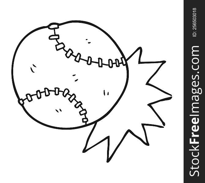 Black And White Cartoon Baseball Ball