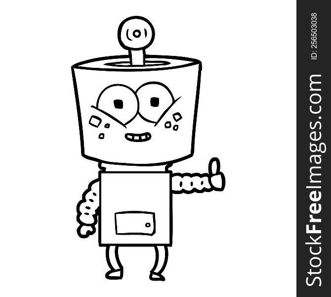 happy cartoon robot giving thumbs up. happy cartoon robot giving thumbs up