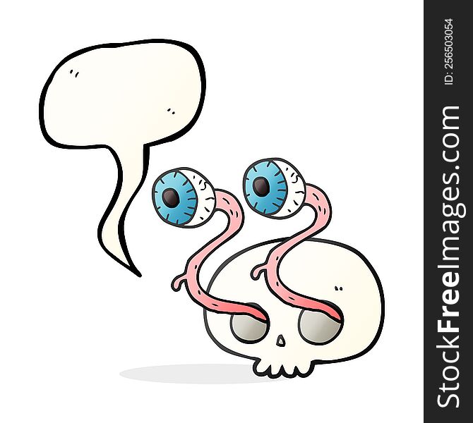 gross freehand drawn speech bubble cartoon skull with eyeballs. gross freehand drawn speech bubble cartoon skull with eyeballs