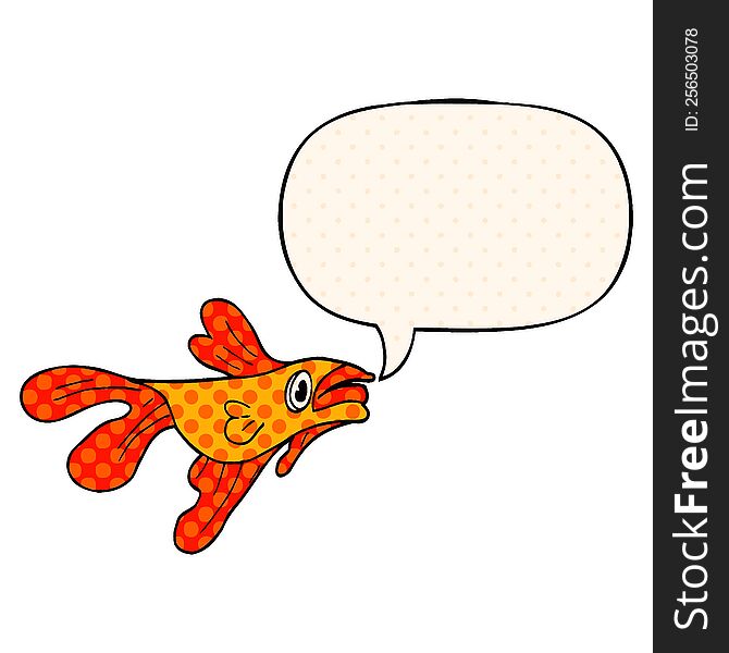 Cartoon Fighting Fish And Speech Bubble In Comic Book Style