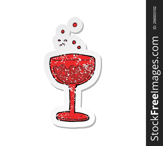 retro distressed sticker of a cartoon sparkling cocktail