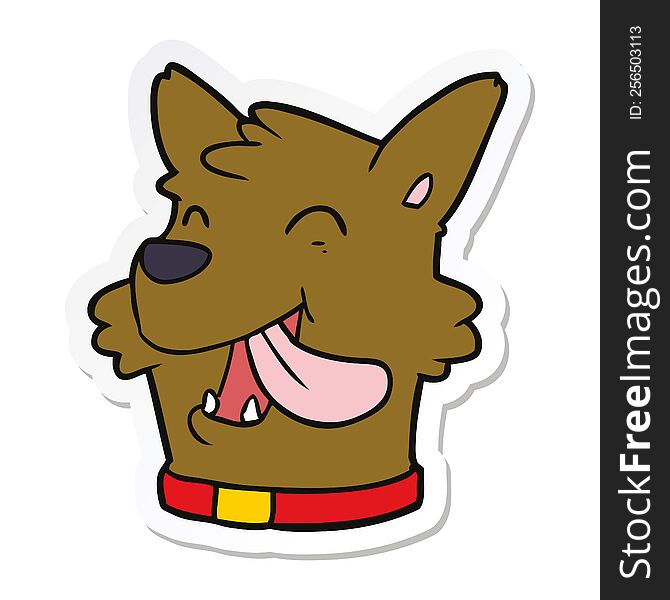 Sticker Of A Cartoon Happy Dog Face
